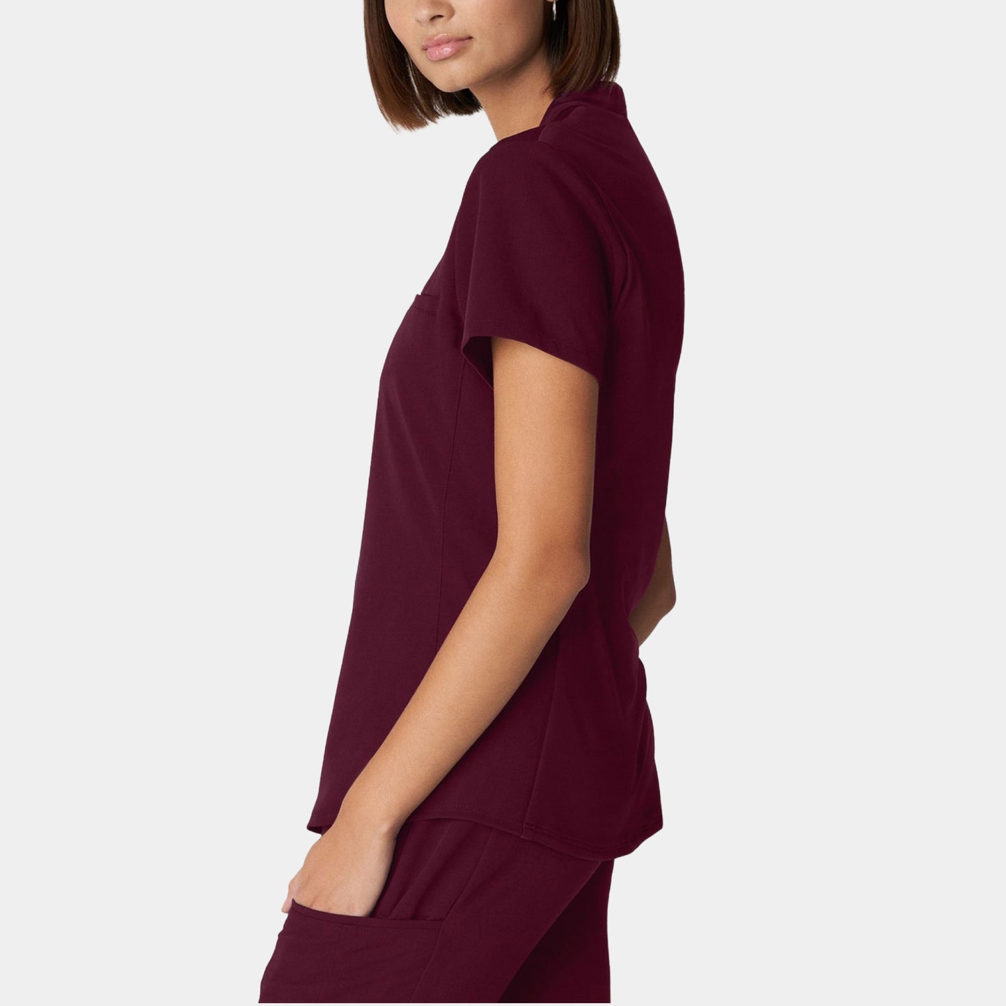 V-Tess 2-Pocket V-Neck Top  | Wine