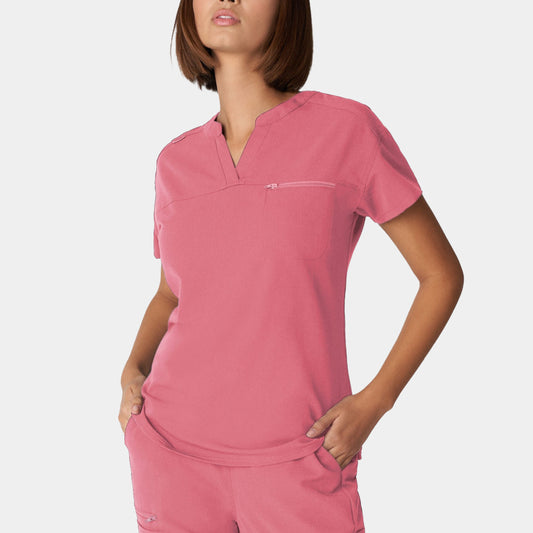 V-Tess 1-Pocket V-Neck Top  | Slate Rose