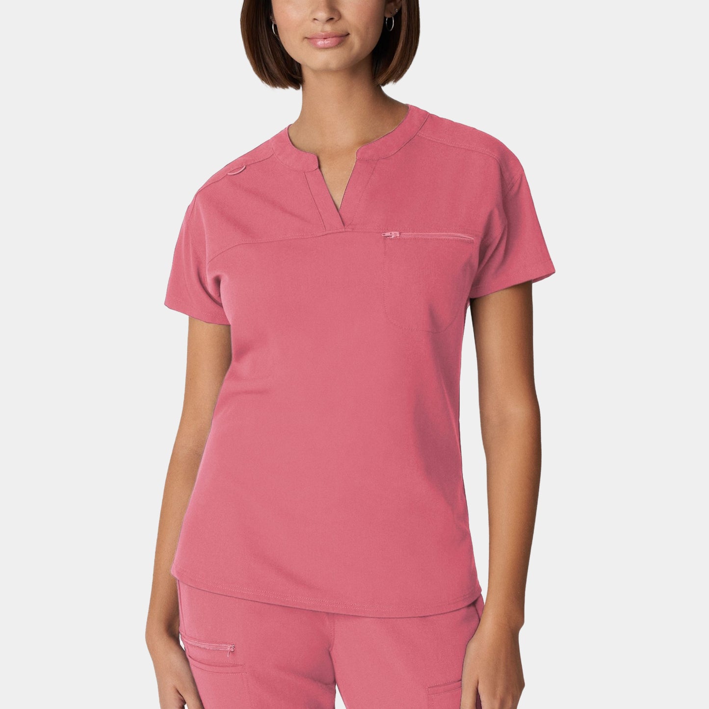 V-Tess 1-Pocket V-Neck Top  | Slate Rose