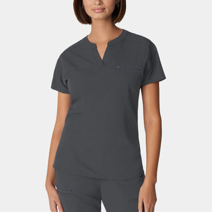 V-Tess 1-Pocket V-Neck Top  | Dark Pewter