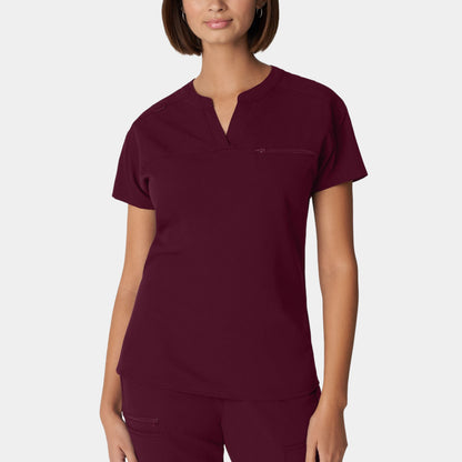 V-Tess 1-Pocket V-Neck Top  | Wine