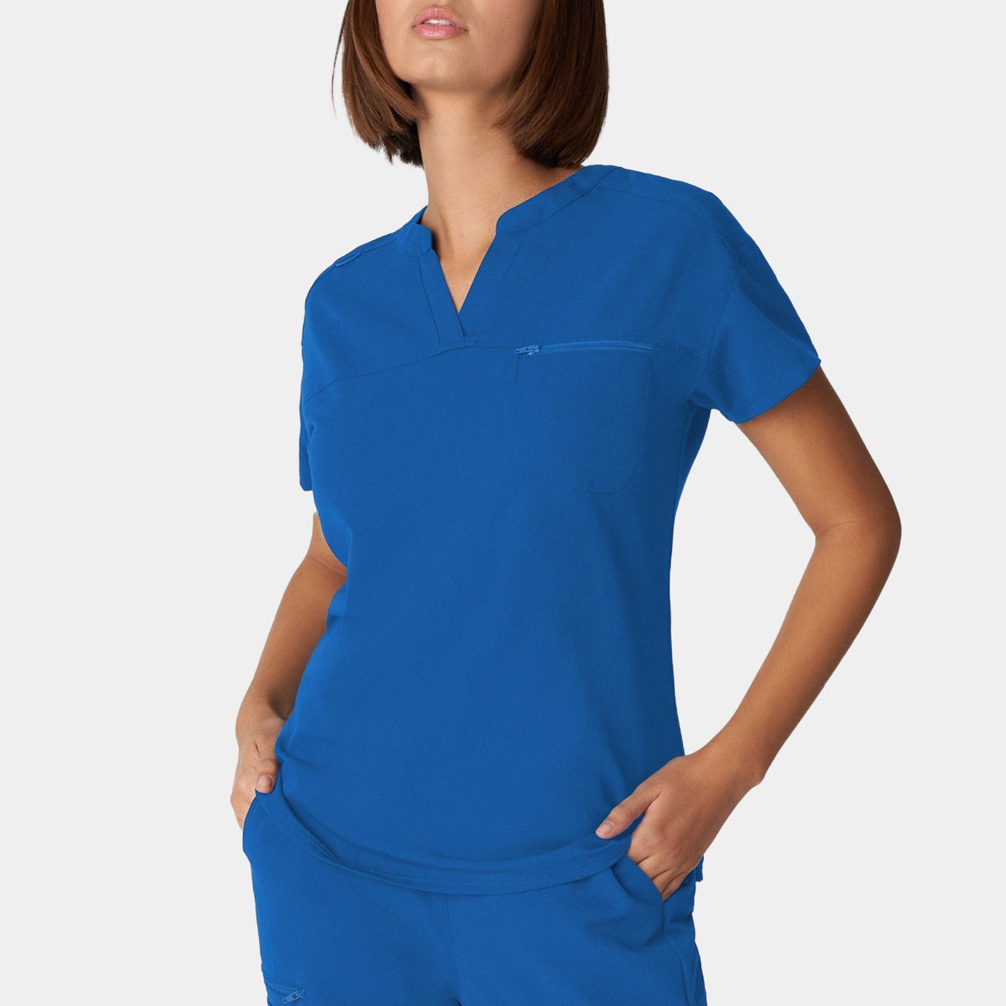 V-Tess 1-Pocket V-Neck Top  | Royal