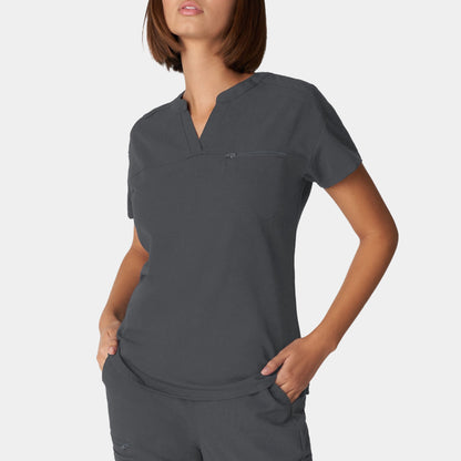 V-Tess 1-Pocket V-Neck Top  | Dark Pewter