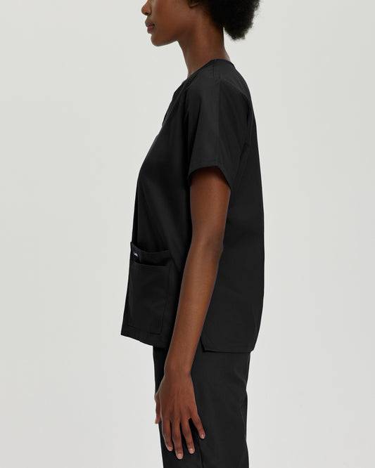 Essentials 4-Pocket V-Neck Top  | Black
