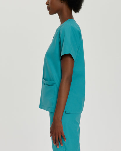 Essentials 4-Pocket V-Neck Top  | Teal