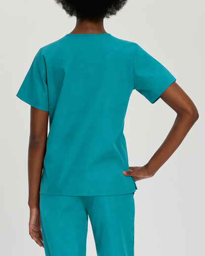 Essentials 4-Pocket V-Neck Top  | Teal