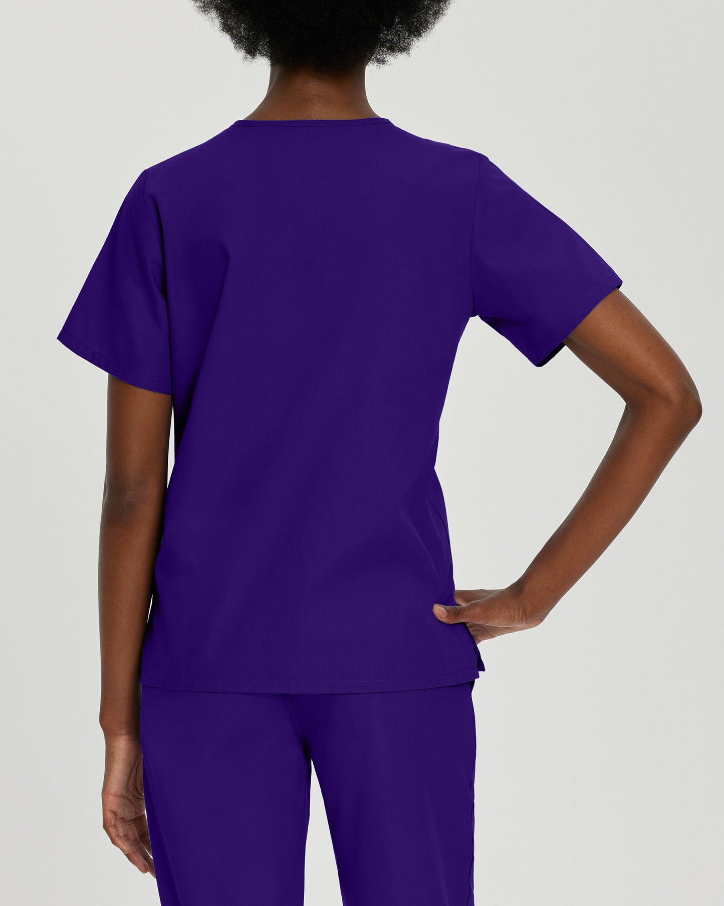 Essentials 4-Pocket V-Neck Top  | Grape