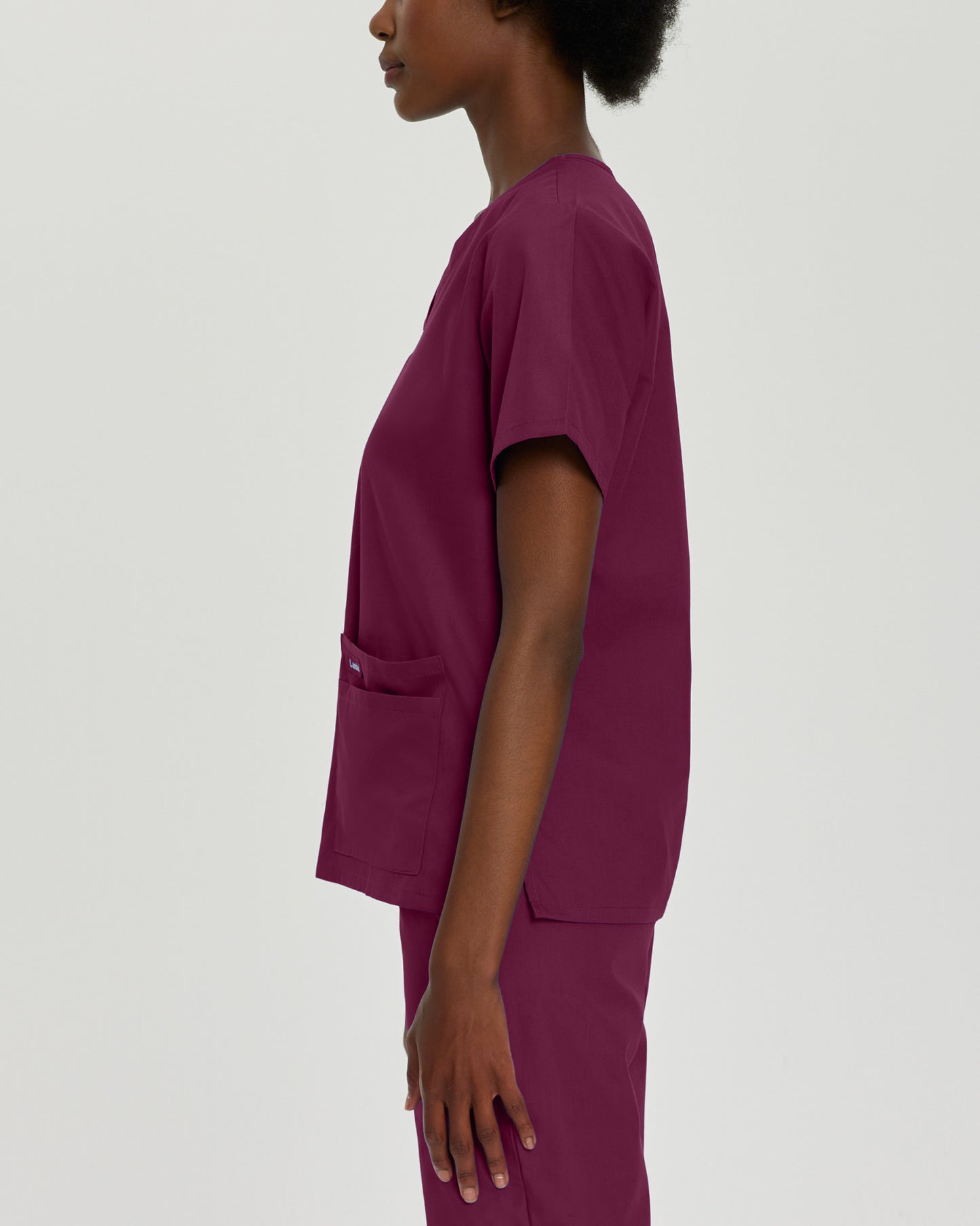 Essentials 4-Pocket V-Neck Top  | Wine
