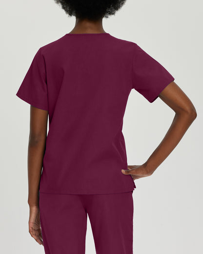 Essentials 4-Pocket V-Neck Top  | Wine