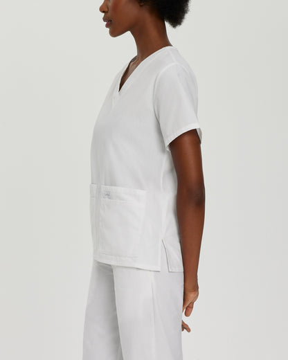 Essentials 4-Pocket V-Neck Top  | White