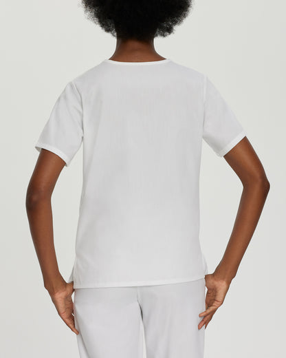 Essentials 4-Pocket V-Neck Top  | White