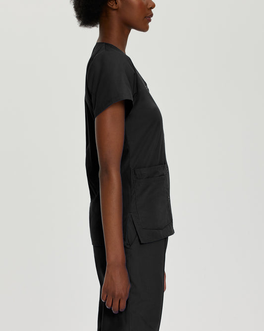 Essentials 4-Pocket V-Neck Top  | Black