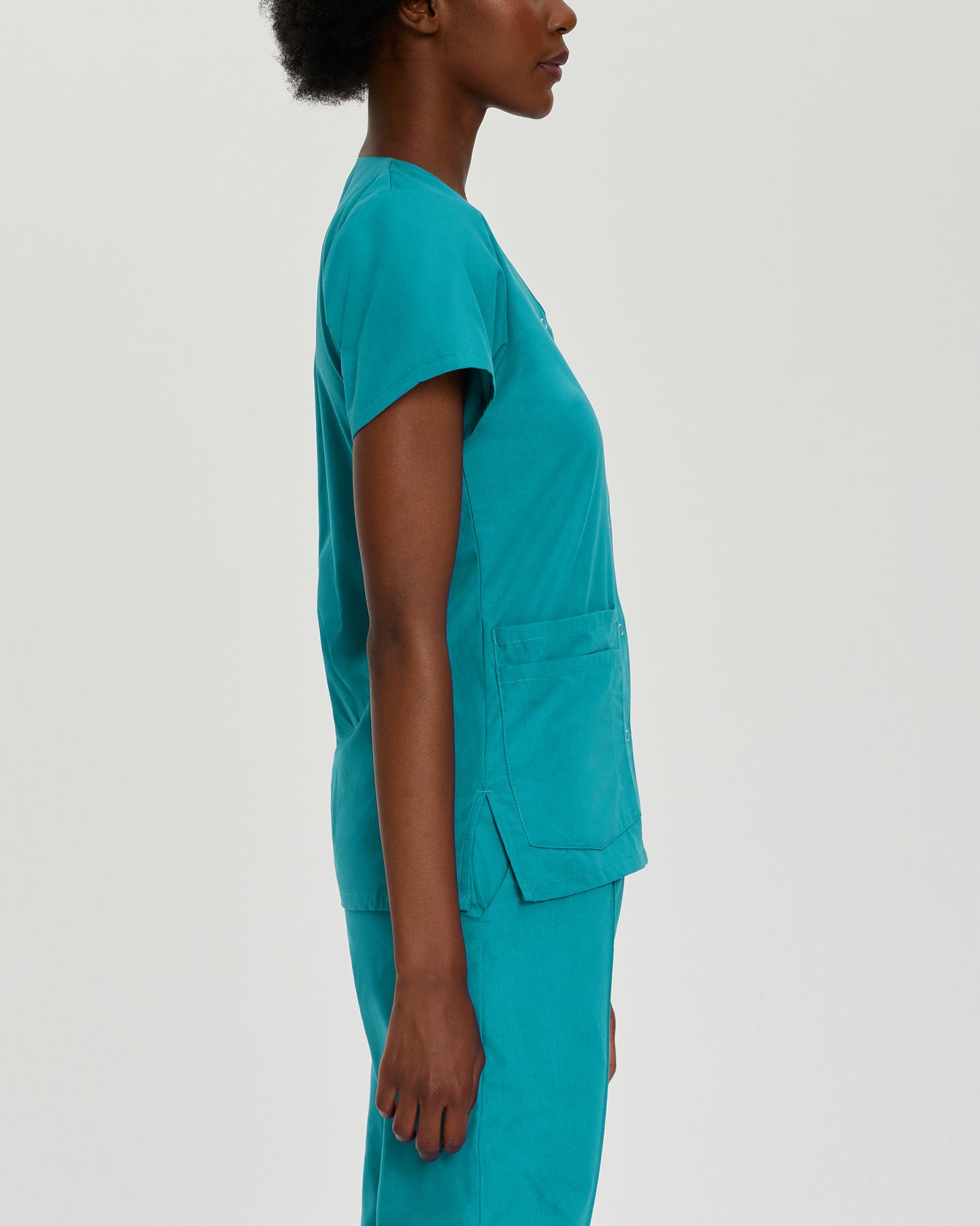 Essentials 4-Pocket V-Neck Top  | Teal