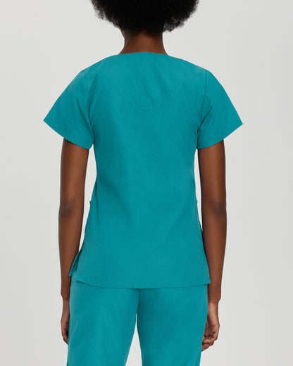 Essentials 4-Pocket V-Neck Top  | Teal
