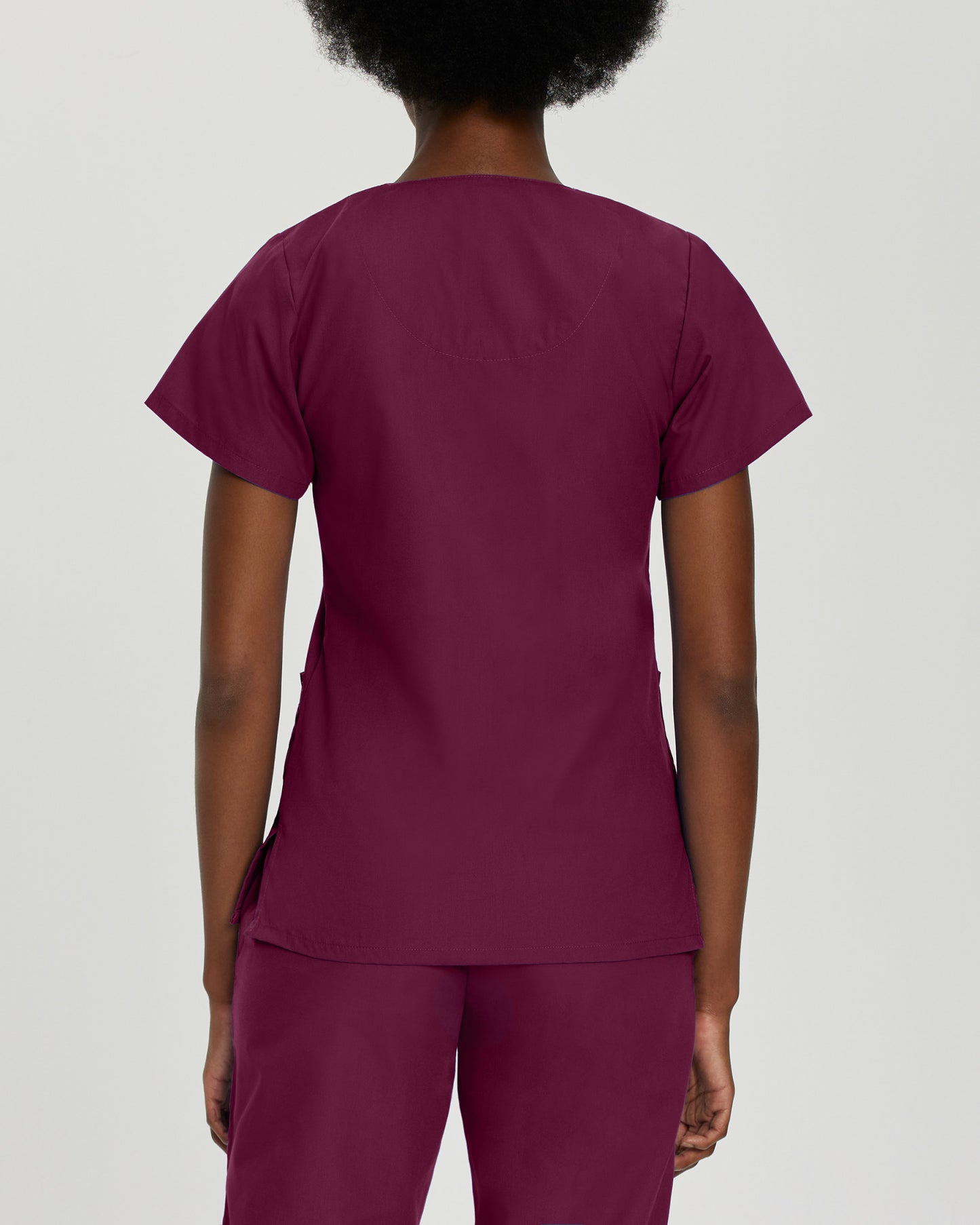Essentials 4-Pocket V-Neck Top  | Wine