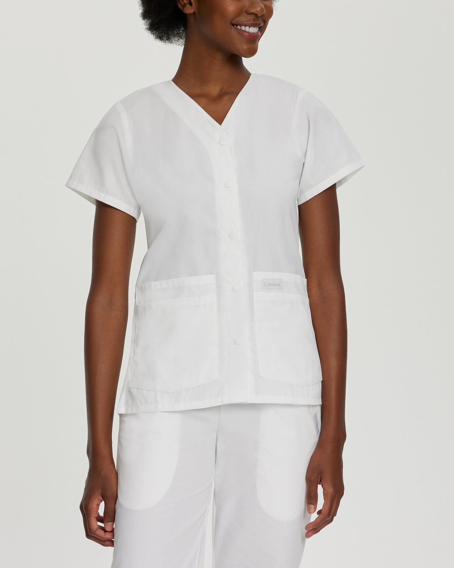 Essentials 4-Pocket V-Neck Top  | White
