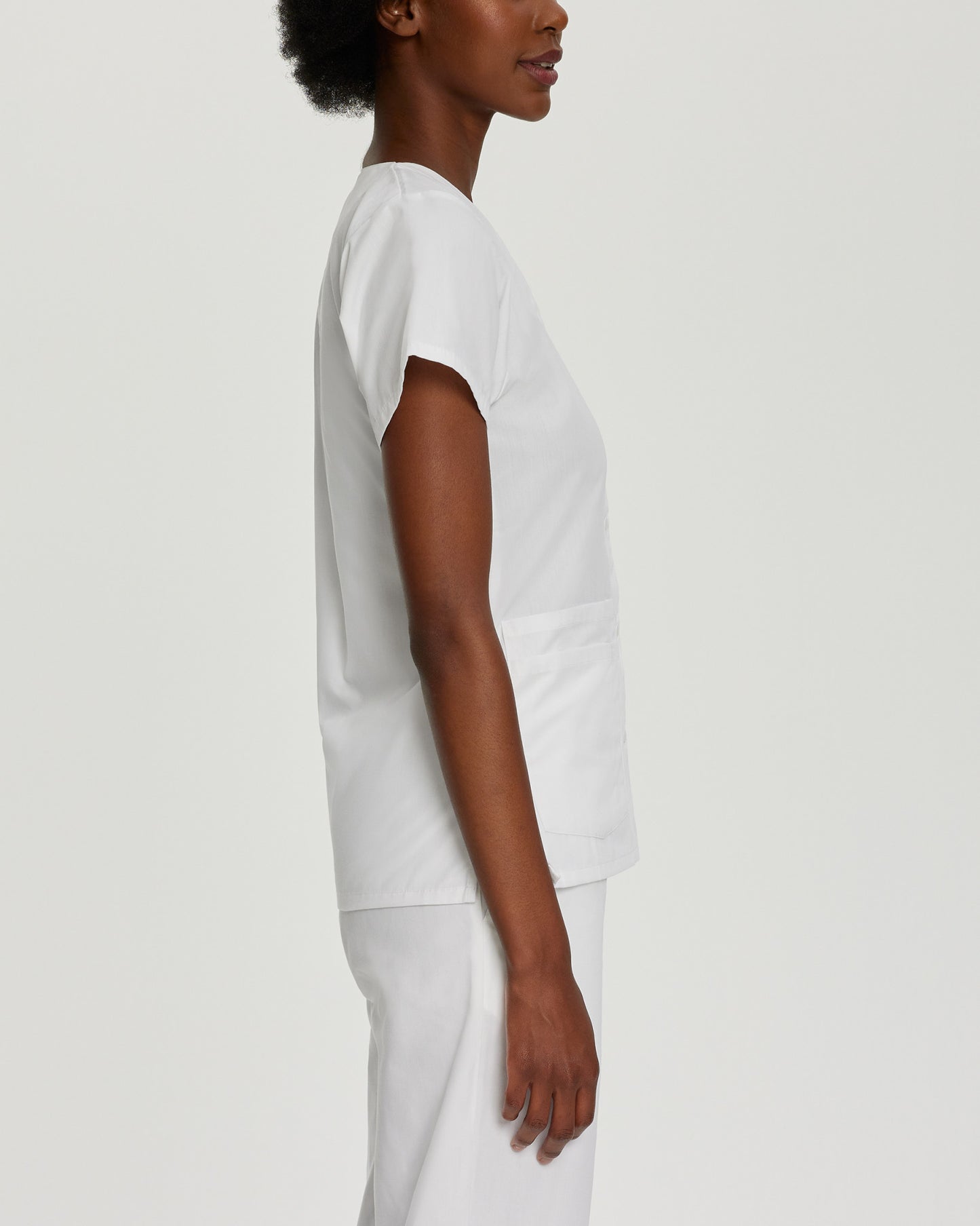 Essentials 4-Pocket V-Neck Top  | White