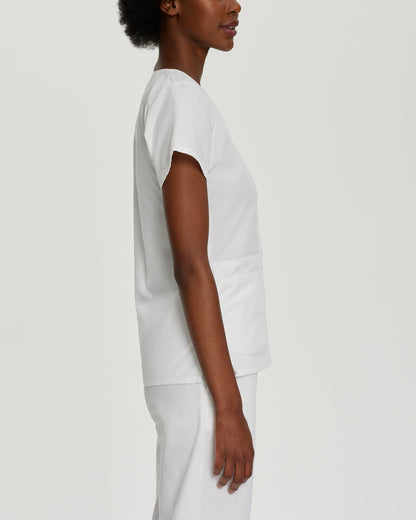Essentials 4-Pocket V-Neck Top  | White