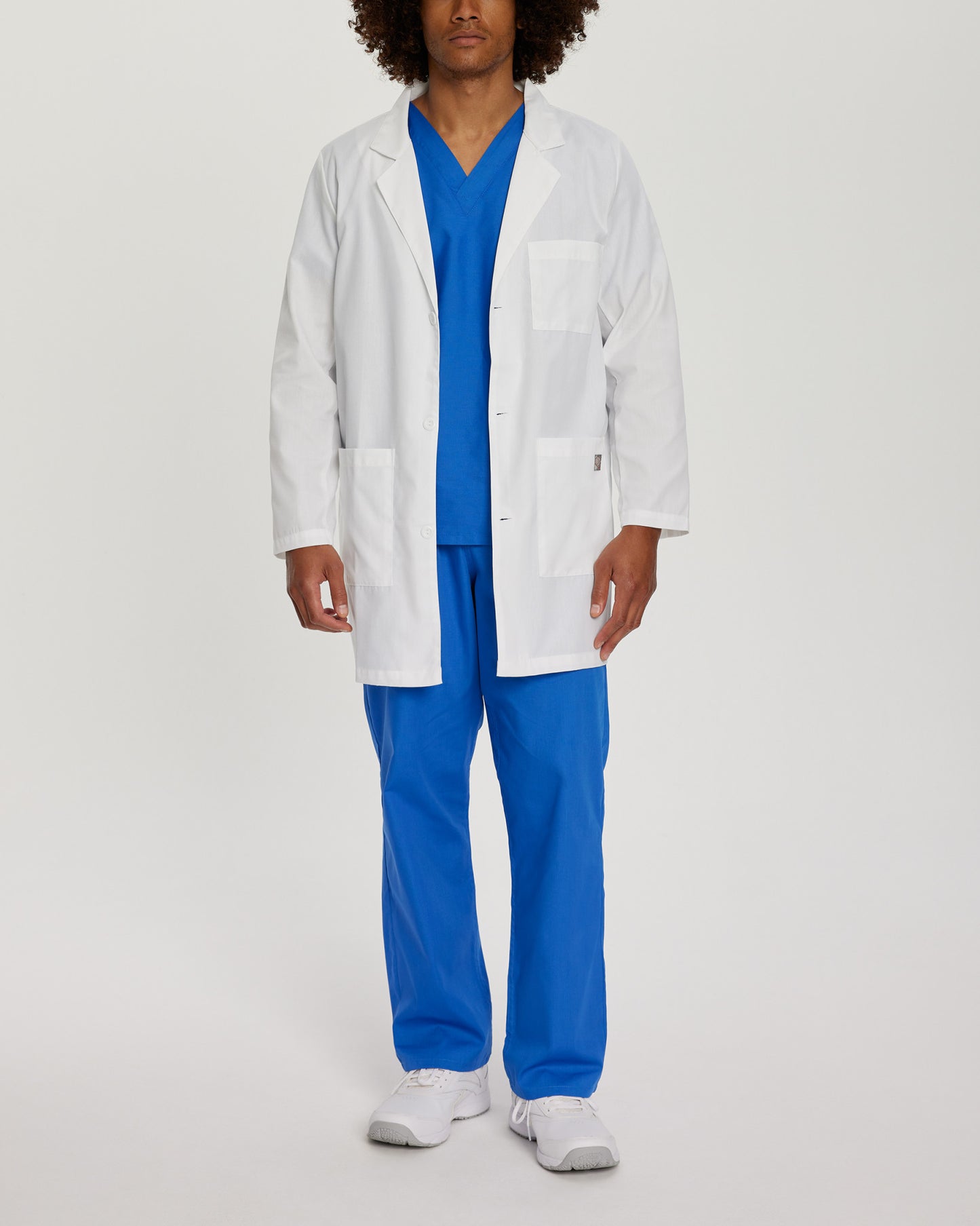 Scrub Zone 3-Pocket Mid-Length White Coat  | White