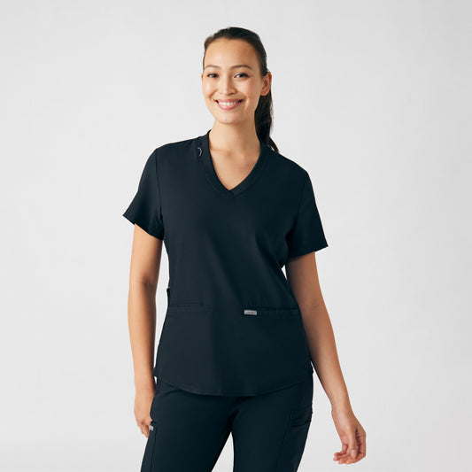 Forward 3-Pocket V-Neck Top  | Black