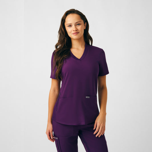 Forward 3-Pocket V-Neck Top  | Eggplant