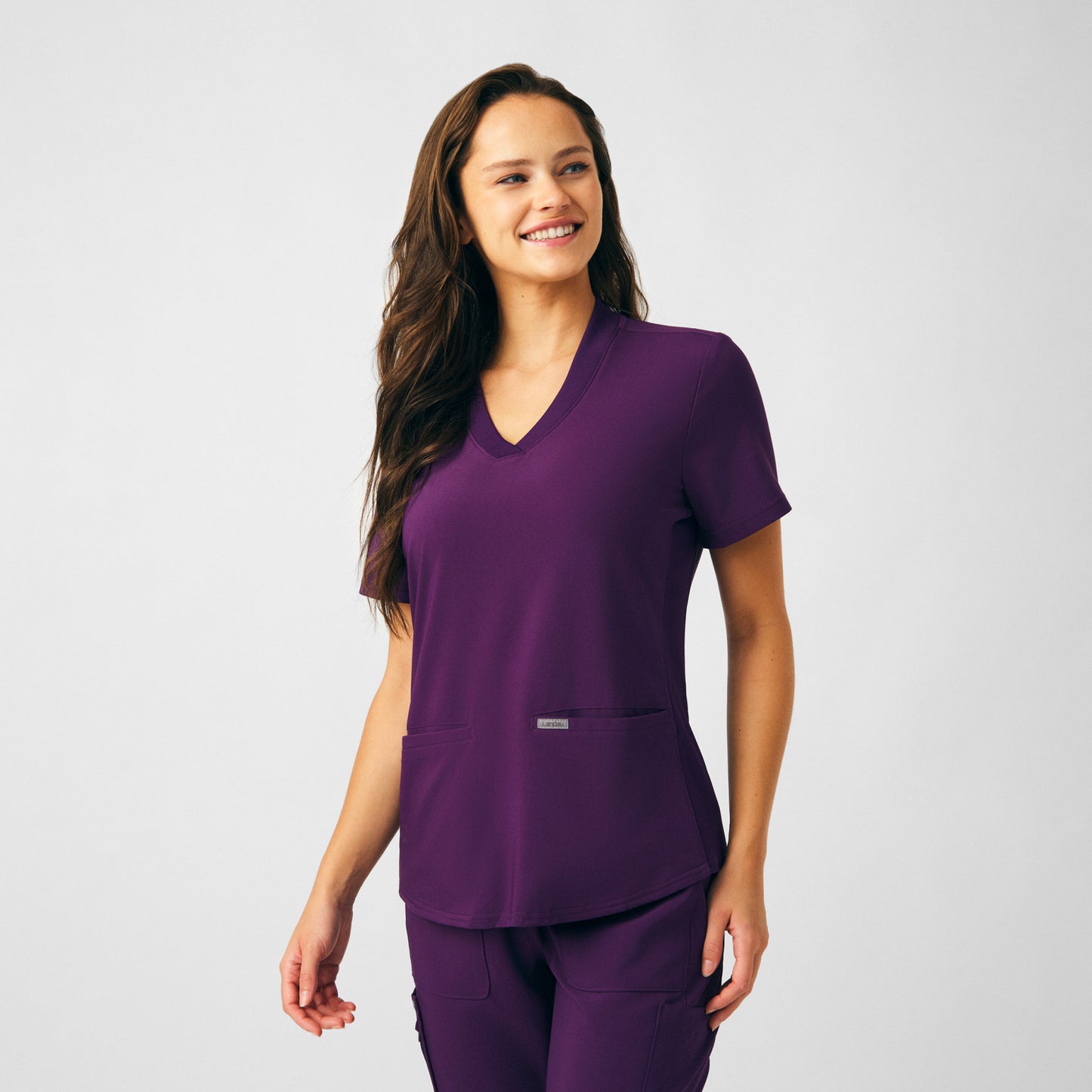 Forward 3-Pocket V-Neck Top  | Eggplant