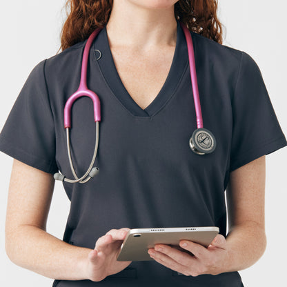 Forward 3-Pocket V-Neck Top  | Pewter