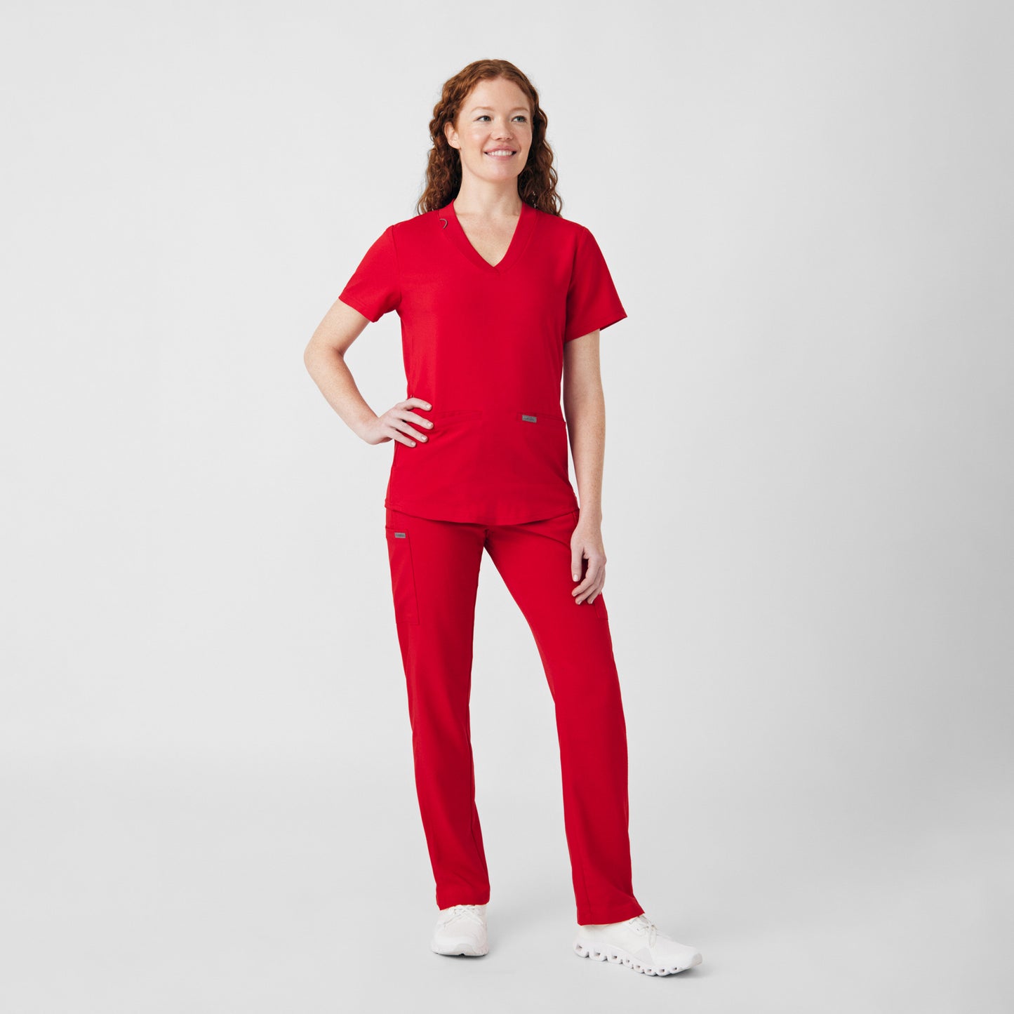 Forward 3-Pocket V-Neck Top  | Red