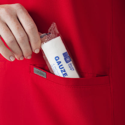 Forward 3-Pocket V-Neck Top  | Red