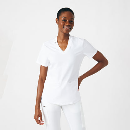 Forward 3-Pocket V-Neck Top  | White