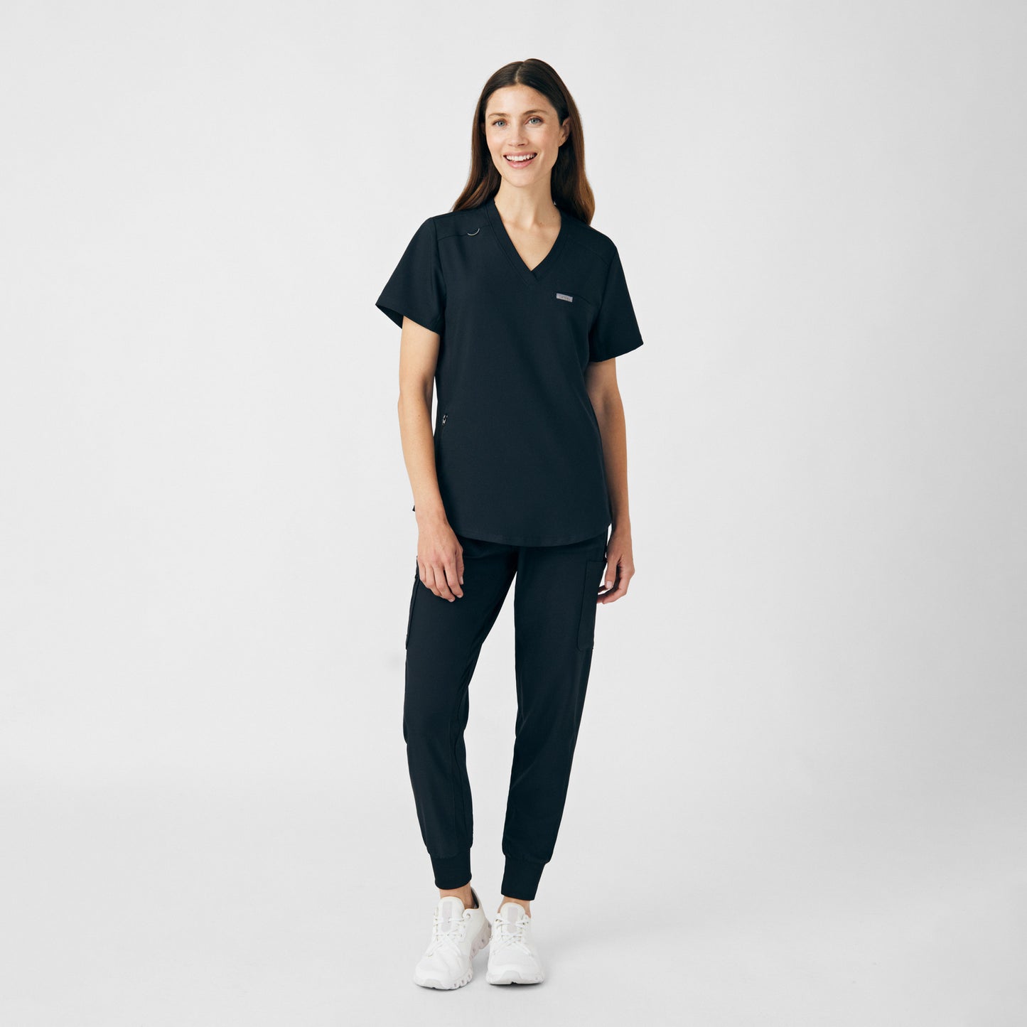 Forward 2-Pocket V-Neck Top  | Black