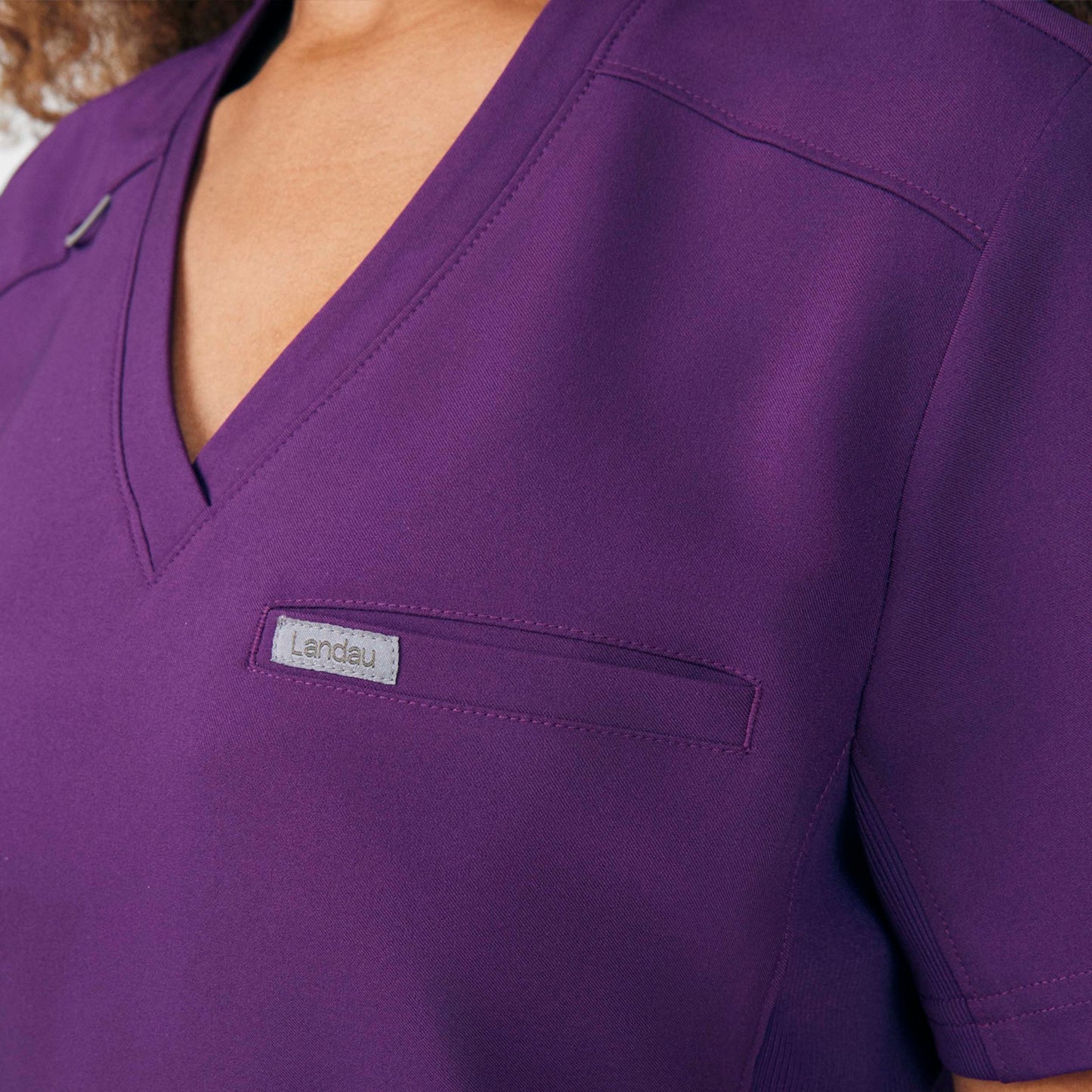 Forward 2-Pocket V-Neck Top  | Eggplant