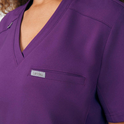 Forward 2-Pocket V-Neck Top  | Eggplant