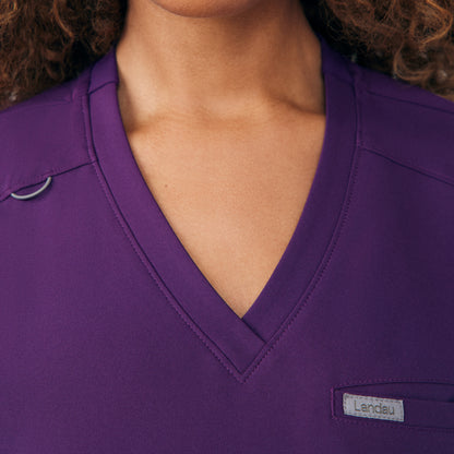 Forward 2-Pocket V-Neck Top  | Eggplant