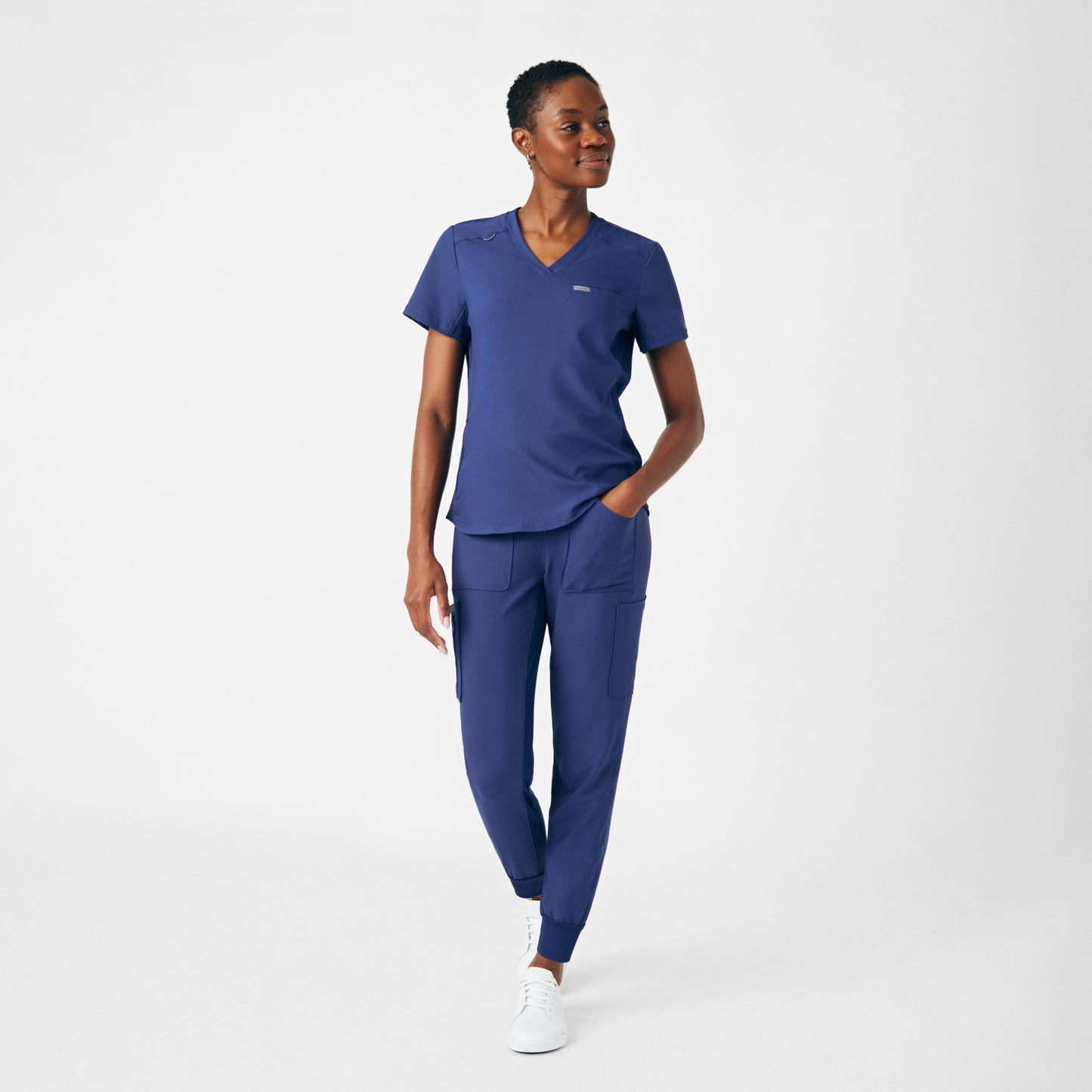 Forward 2-Pocket V-Neck Top  | Navy