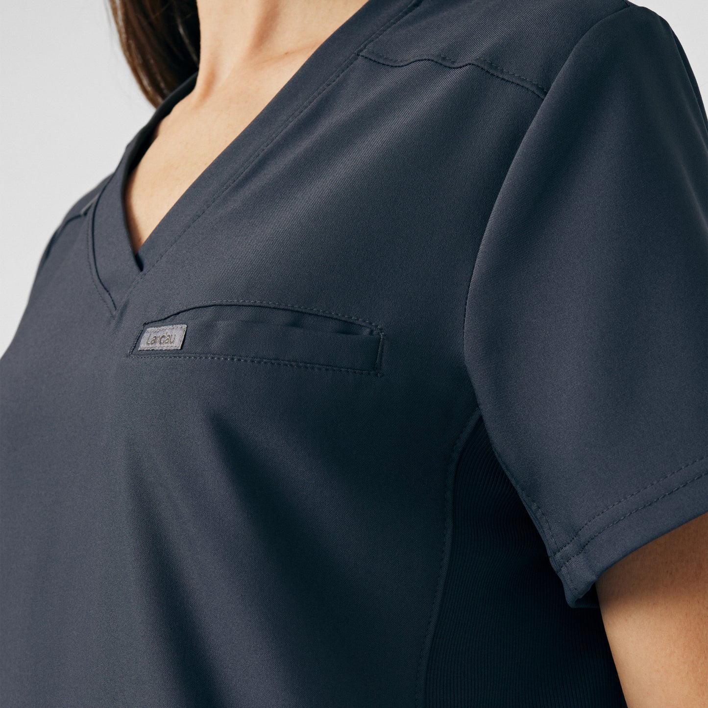 Forward 2-Pocket V-Neck Top  | Pewter