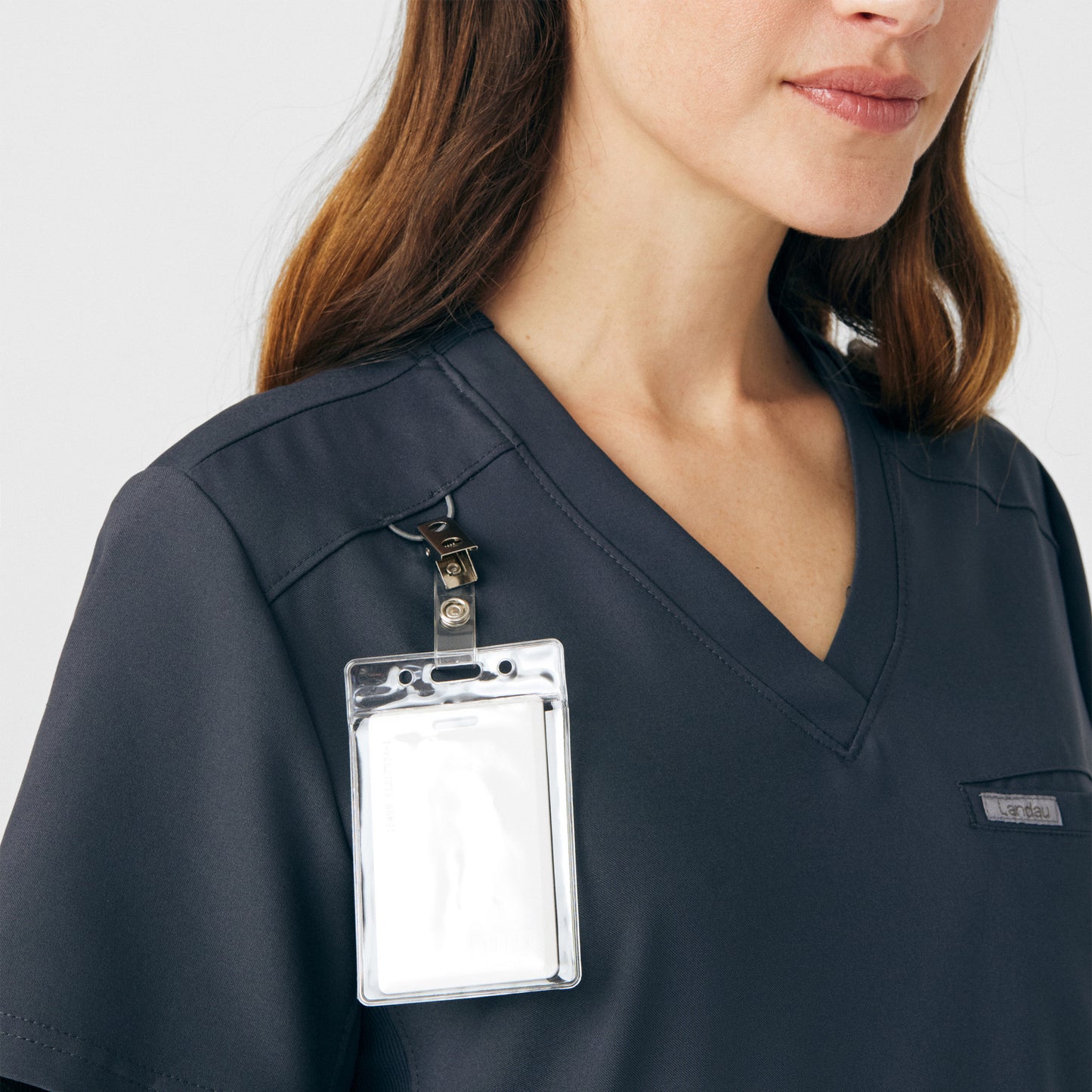 Forward 2-Pocket V-Neck Top  | Pewter