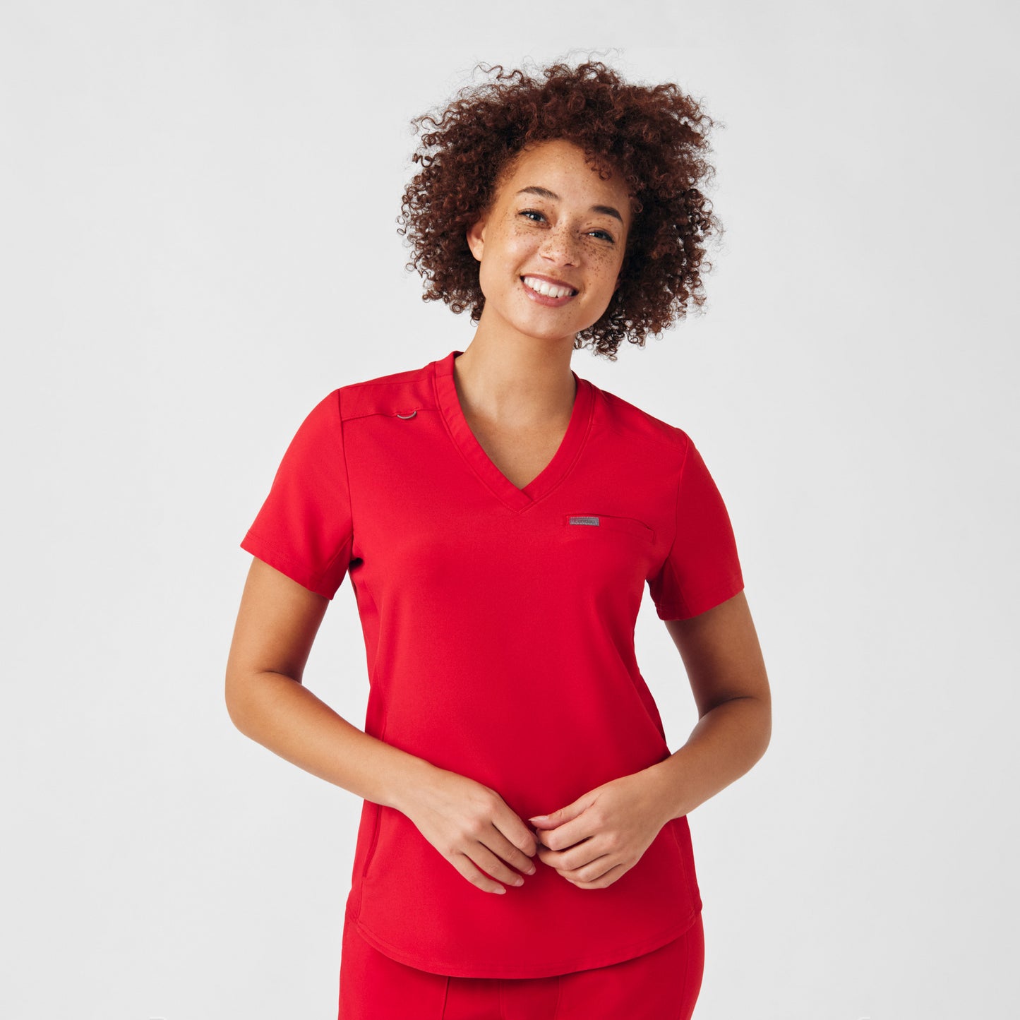 Forward 2-Pocket V-Neck Top  | Red