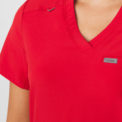 Forward 2-Pocket V-Neck Top  | Red