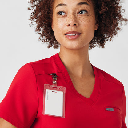 Forward 2-Pocket V-Neck Top  | Red