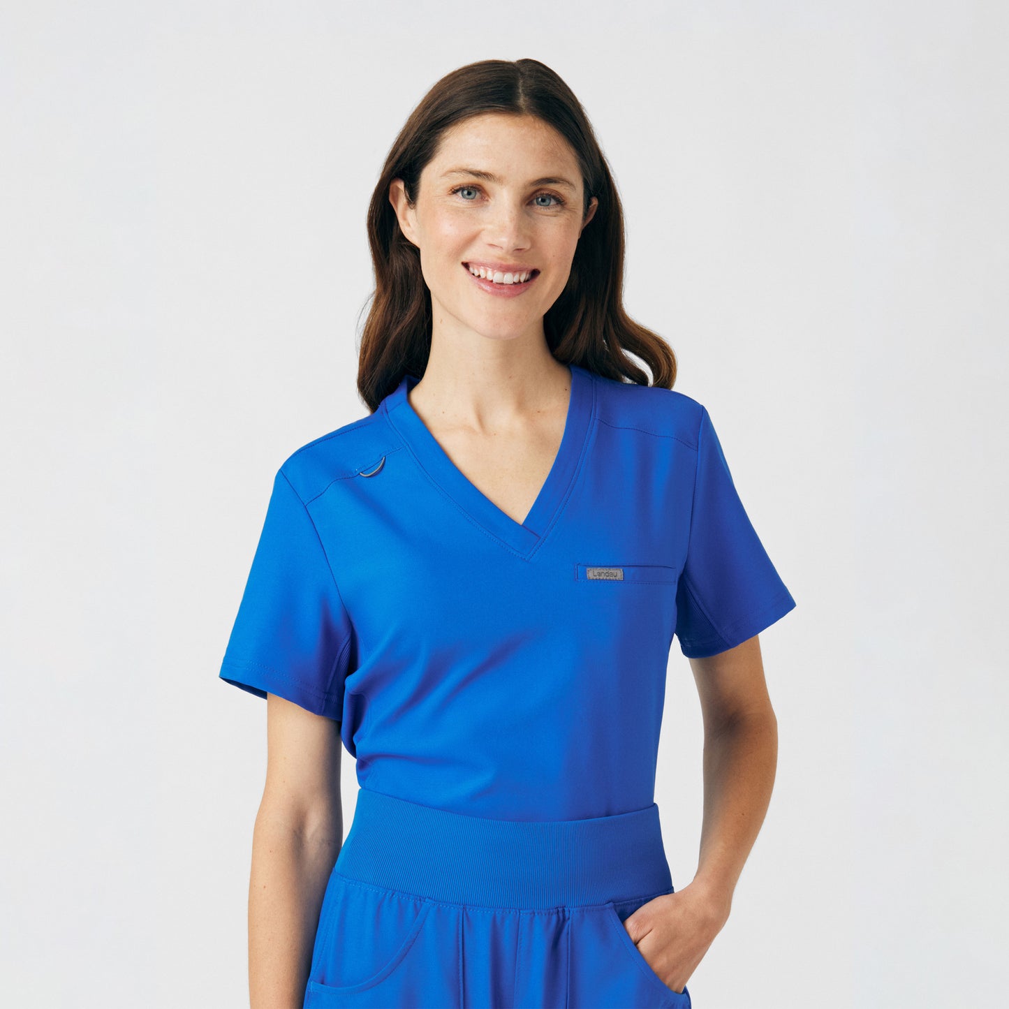 Forward 2-Pocket V-Neck Top  | Royal