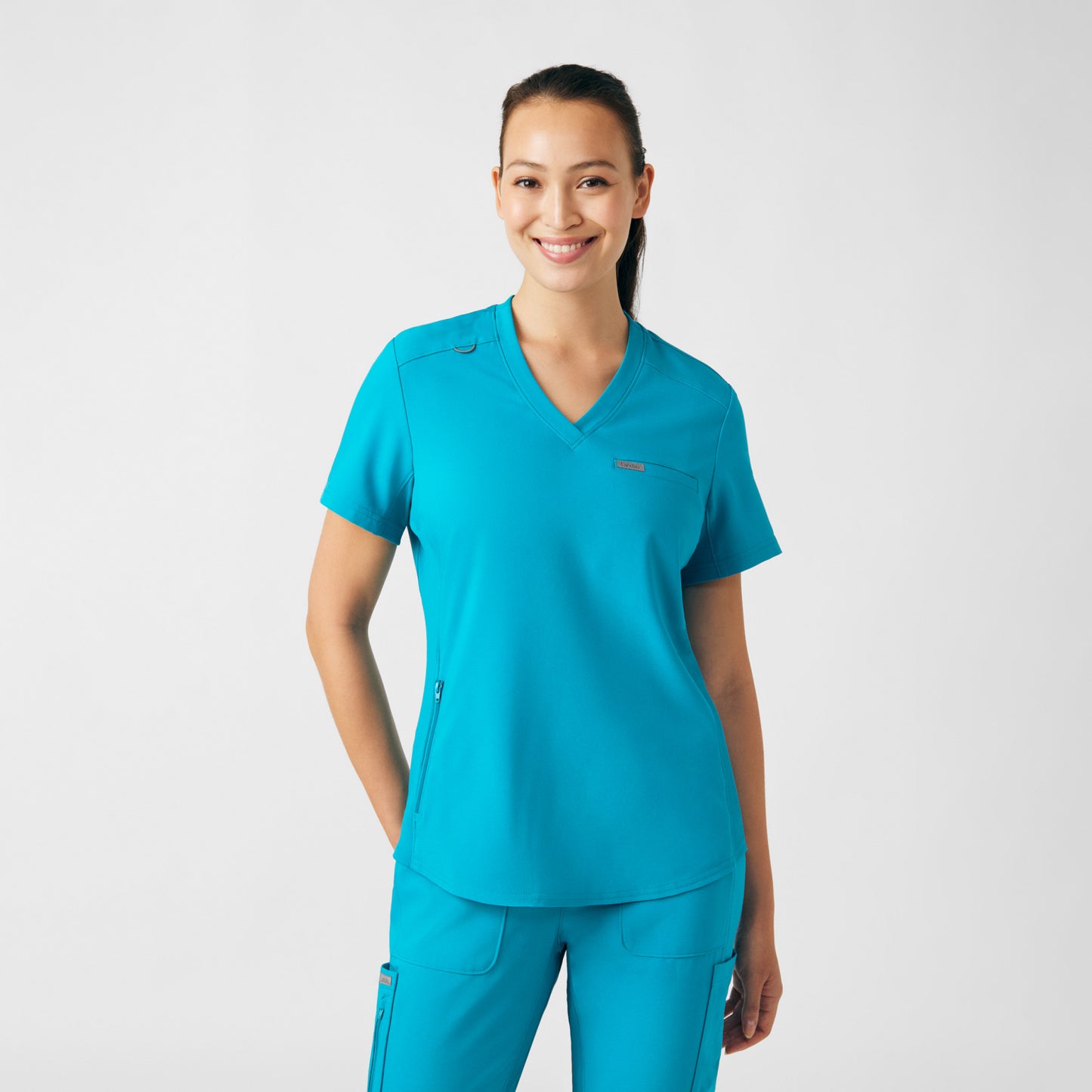 Forward 2-Pocket V-Neck Top  | Teal