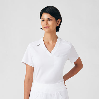 Forward 2-Pocket V-Neck Top  | White