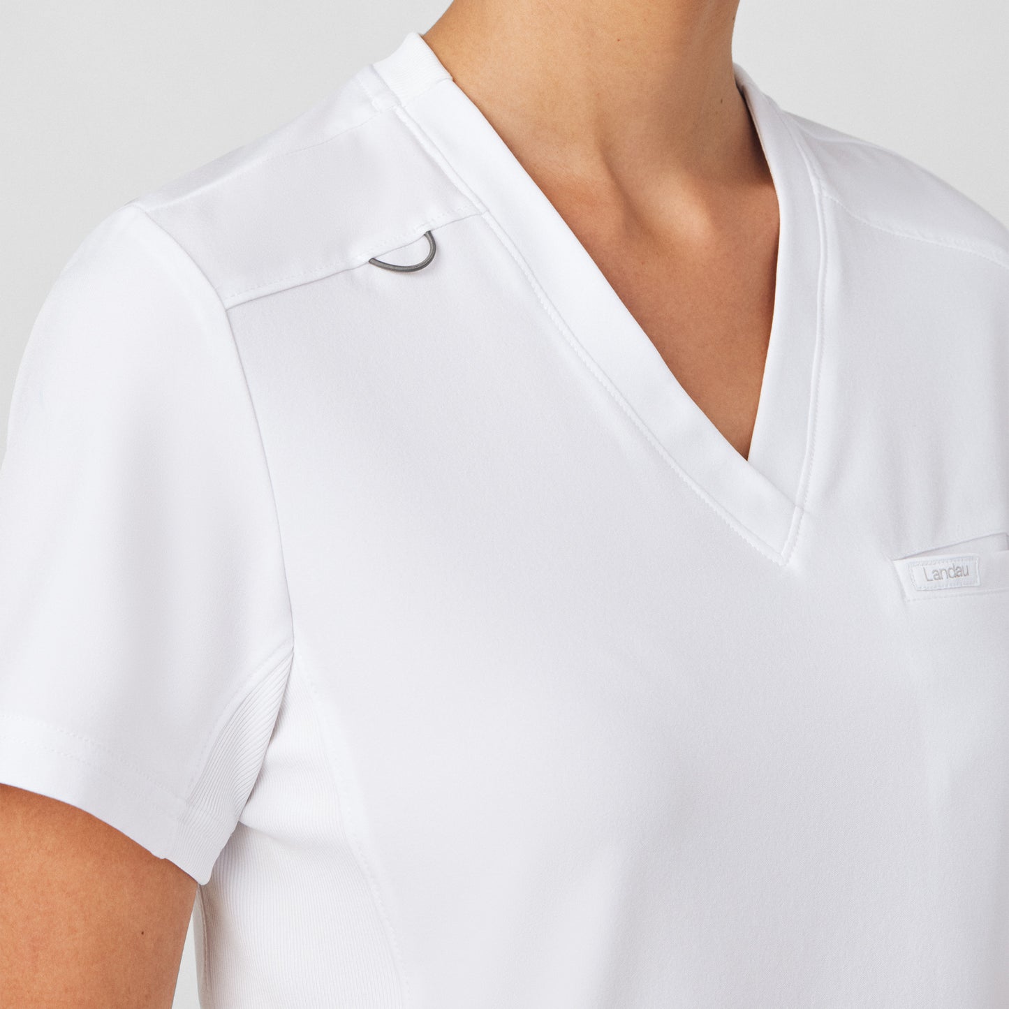 Forward 2-Pocket V-Neck Top  | White