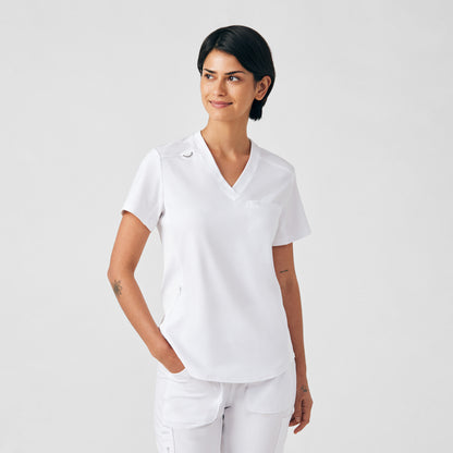 Forward 2-Pocket V-Neck Top  | White