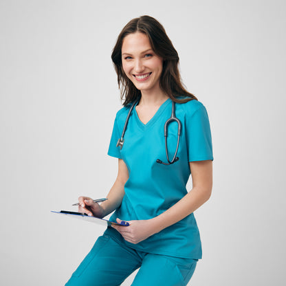 ProFlex 3-Pocket V-Neck Top  | Teal