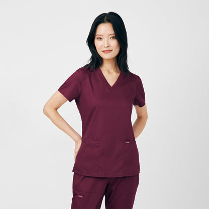 ProFlex 3-Pocket V-Neck Top  | Wine