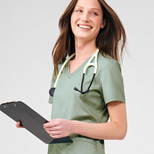 ProFlex 3-Pocket V-Neck Top  | Seagrass