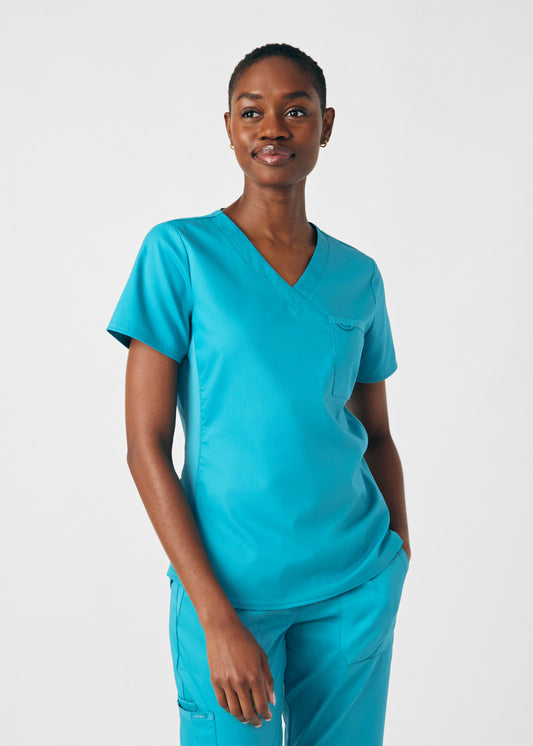 ProFlex 2-Pocket V-Neck Top  | Teal