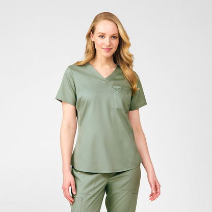 ProFlex 2-Pocket V-Neck Top  | Seagrass